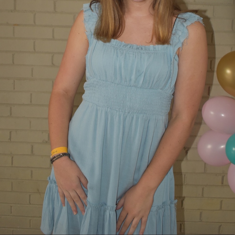light blue smocked waist dress!!